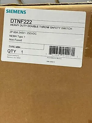 Buy Siemens Dtnf222 Double Throw Safety Switch 60a • 1,260$
