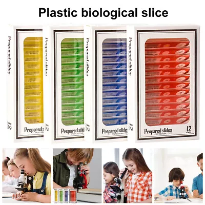 Buy 48Pcs Microscope Slides Plastic Clear Prepared Slides With Category Label Hagxi • 17.89$