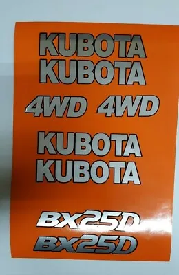 Buy Kubota Tractor BX 25D Decals Backhoe Decal Kit  Silver With Black Outline • 85$