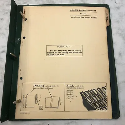 Buy John Deere Diggers Potato 30 Parts Catalog Manual OEM Book 1962 PC-467 • 29.24$