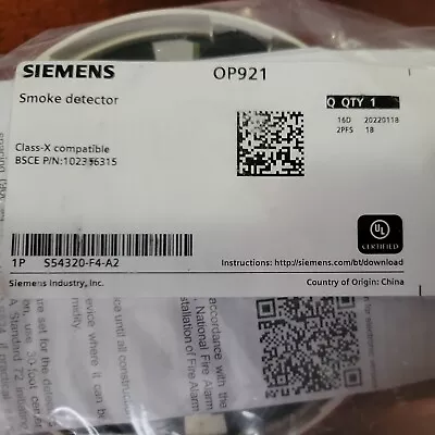 Buy 1 New Siemens Op921 Fire Alarm Photoelectric Smoke Detector ..nib • 42.50$