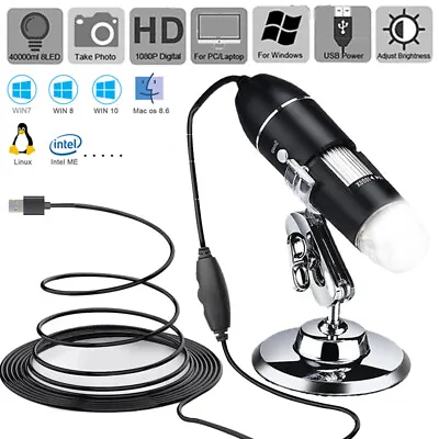 Buy Microscopio USB Digital Endoscopio Biológico 1000X Cámara Con Soporte 8led Lupa  • 20.99$