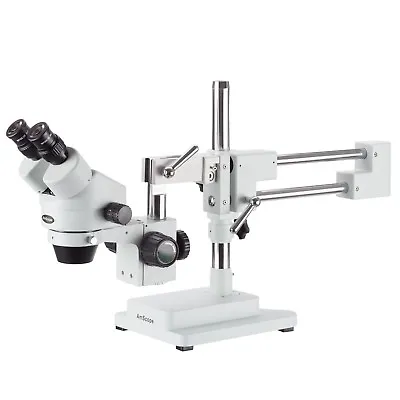 Buy AmScope 3.5X-45X Binocular Stereo Zoom Microscope With Double Arm Boom Stand • 483.99$