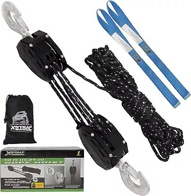 Buy XSTRAP Reflective Rope Hoist 50 Feet Block And Tackle Pulley System For Lifting • 41.99$