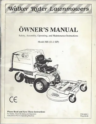 Buy Walker Mower MS (11.1 Hp) Operator's Manual • 10$