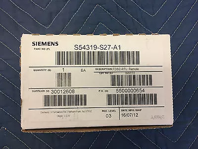 Buy New SIEMENS S54319-S27-A1 DUCT DETECTOR Reset Switch • 25$