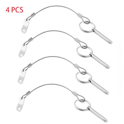 Buy 4PCS 316 Stainless Steel 6.3mm Quick Release Pin With Lanyard Boat Bimini Deck • 14$