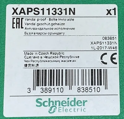 Buy SCHNEIDER ELECTRIC XAPS11331N Tamper Proof Keyed Control Station Selector Switch • 110$