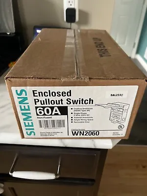 Buy Case Of 6 Siemens Wn2060 60a Rainproof Pull Out Ac Disconnect Switch Enclosed • 120$