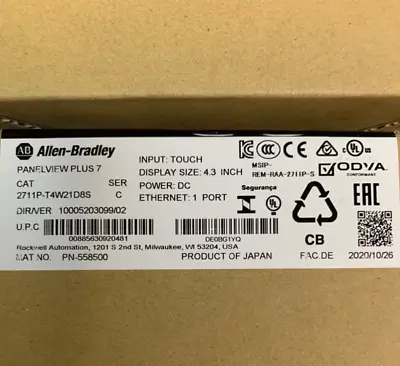 Buy New Sealed Allen Bradley 2711P-T4W21D8S Panelview Plus 7 Touchscreen 2020 • 1,500$