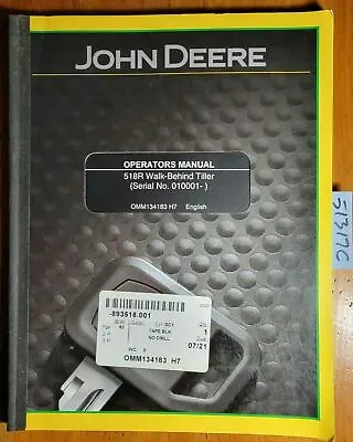 Buy John Deere 518R Walk-Behind Tiller S/N 10,001- Owner's Operator's Manual 8/97 • 20$