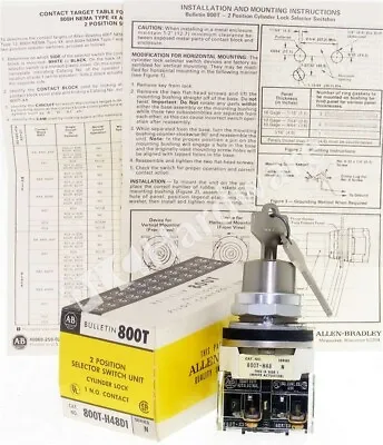 Buy Surplus Open Allen Bradley 800T-H48D1 /N 2-Pos Cylinder Lock Selector Switch • 106.84$