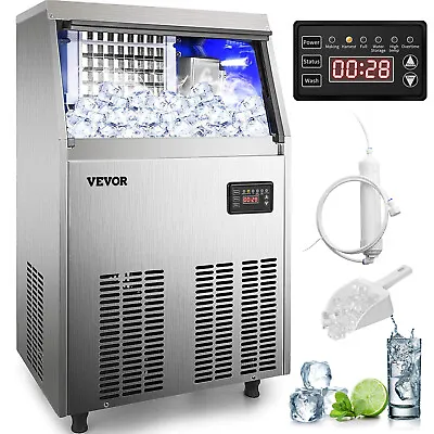 Buy VEVOR 90-100LBS Commercial Ice Maker Built-in Ice Cube Machine 33Lbs Bin Storage • 329.55$
