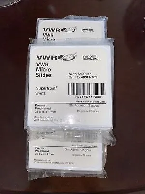 Buy 3 Pk VWR Micro Slides Superfrost  White 48311-702 25x75x1 Microscope 72/Per • 16.99$