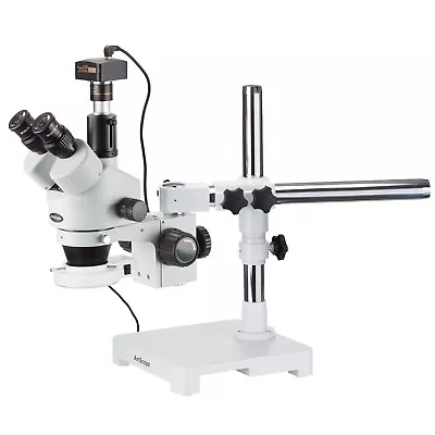 Buy Amscope 3.5X-90X Trinocular Boom Stereo Microscope+5MP USB Camera+144-LED Light • 806.99$