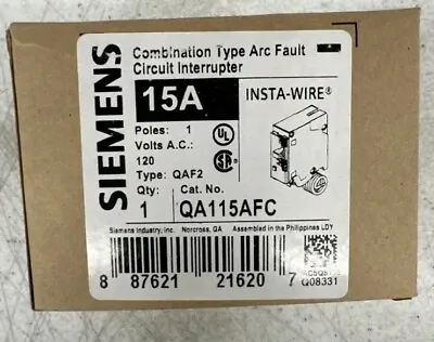 Buy Siemens QA115AFC 15 A Plug-On Combination AFCI Breaker • 30$