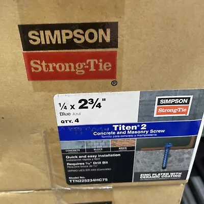 Buy Simpson Strong-Tie TITEN-2  300-Count 1/4  X 2-3/4  Concrete And Masonry Screws • 32.99$