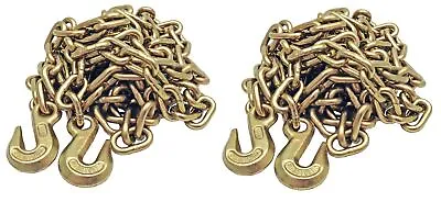 Buy 2 PACK 3/8  20' G70 Tow Chain Tie Down Binder Flatbed Truck W/ Hooks Grade 70 • 121.99$
