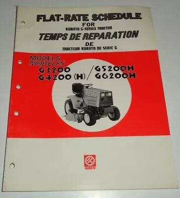 Buy Kubota G3200 G4200 G5200H G6200H Lawn Garden Tractor Flat Rate Schedule Manual • 6.60$