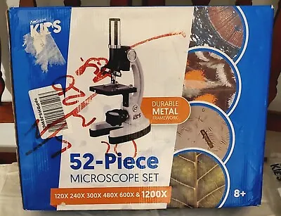 Buy AmScope 120X-1200X 52-pcs Kids Beginner Microscope STEM Kit W/ Metal Body & Case • 40$