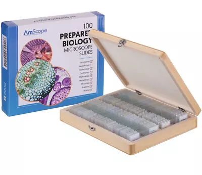 Buy AmScope PS100A 100 PC Prepared Biological Microscope Glass Slides New Sealed • 32$