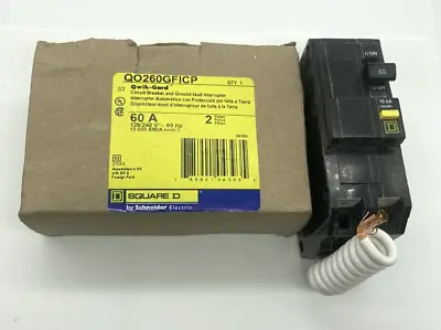 Buy New Square D QO260GFICP 2 Pole 60 Amp 120/240V Type QO Plug In GFCI  GFI Breaker • 139.95$