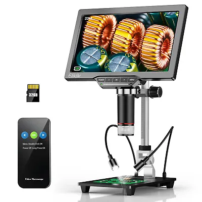 Buy 10.1  LCD HDMI Digital Microscope +10 Enhanced Stand 32GB Card Soldering • 170.99$