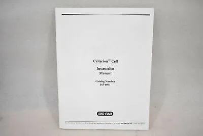 Buy Bio-rad Criterion Cell Instruction Manual Catalog Number 165-6001 • 39.99$