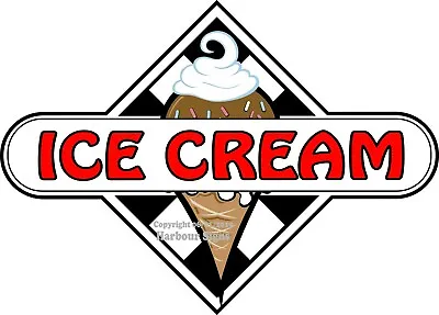 Buy (Choose Your Size) Ice Cream DECAL Checker Food Truck Concession Vinyl Sticker • 14.99$