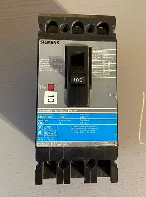 Buy Siemens ED43B100 100 Amp 480 VAC 3 Pole Type ED4 Bolt-On Circuit Breaker Tested • 150$