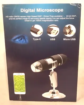 Buy 3in1 USB Digital Microscope 1000X 8 LED Magnification Handheld Endoscope Camera • 14.95$
