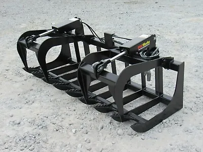 Buy 72  Dual Cylinder Root Grapple Bucket Attachment Fits Skid Steer Quick Attach • 1,499.99$