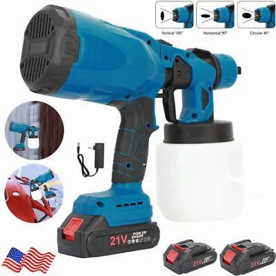 Buy Cordless Paint Sprayer With 2 Battery Cordless Electric Spray Gun Handheld Fence • 41.99$