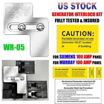 Buy Generator Interlock Kit For Siemens 100 Amp Panel Murray 100 Amp LISTED Panel US • 44.99$