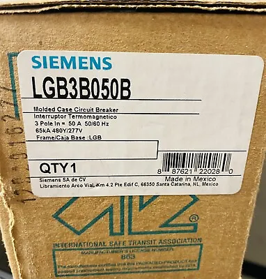 Buy LGB Siemens LGB3B050 50 Amp 3P 600V 65kA@ 480V Circuit Breaker • 299$