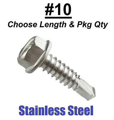 Buy #10 Hex Washer Head Self Drilling Sheet Metal Tek Screws 410 Stainless Steel  • 13.99$