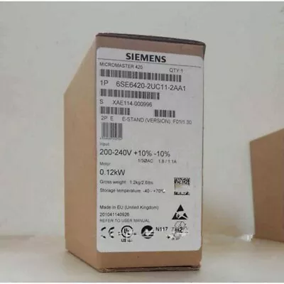 Buy New Siemens 6SE6 420-2UC11-2AA1 6SE6420-2UC11-2AA1 MICROMASTER420 Without Filter • 331.52$