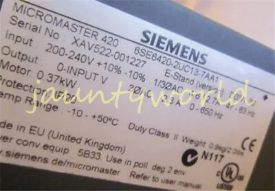 Buy 1PCS Siemens Inverter 6SE6420-2UC13-7AA1 0.37KW 220V Tested • 172.78$