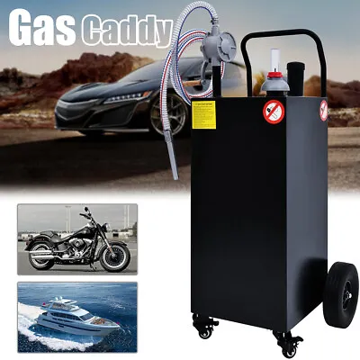 Buy Gas Fuel Diesel Caddy Transfer Tank Container 30 Gal With Rotary Pump 8 FT Hose • 209.99$
