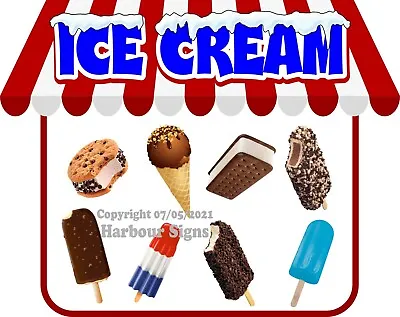 Buy Ice Cream DECAL (Choose Your Size + Color) Food Truck Concession Vinyl Sticker • 16.99$