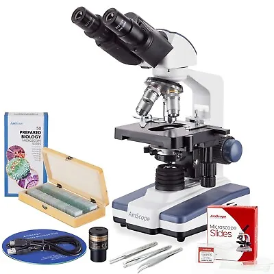 Buy AmScope B120C Microscope Kit2 40X-2500X LED Binocular Compound Microscope+Extras • 395.99$
