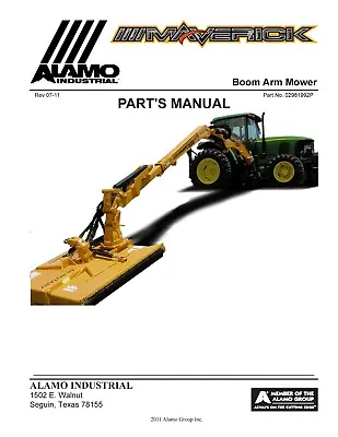 Buy Boom Mower Service Parts Manual Fits Alamo Maverick 2011 - 992P • 7.95$