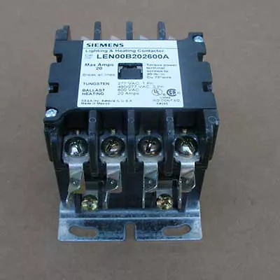 Buy New Siemens LEN00B202600A 20 Amp 4 Pole Lighting Contactor Open • 187.95$