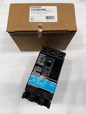 Buy ED23B040L Siemens Molded Case Circuit Breaker 3 Pole 40 Amp 240V NEW • 212.60$