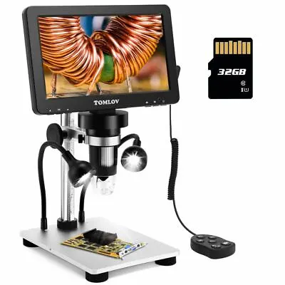 Buy TOMLOV 7  1080p Digital Microscope 1200x Magnifyer Video Recorder 32G Pcb Solder • 123.71$