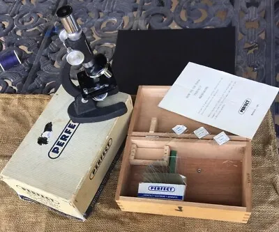 Buy Vintage 150 300 600 Microscope Perfect Made In Japan Youth Wood Box Instruction • 18.85$