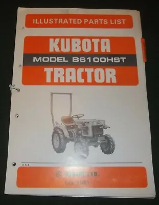 Buy Kubota B6100hst Tractor Parts Manual Book Oem Original • 34.99$