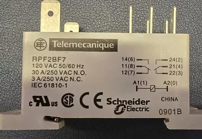 Buy Schneider Electric RPF2BF7 Enclosed Power Relay 6 Pin 120VAC 30A DPDT 2/CO • 12.50$