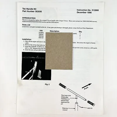 Buy Hustler 302836 T Handle Kit Assembly Instructions Manual Mower Vtg 1996 • 14$