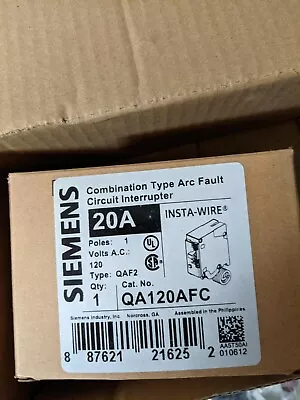 Buy 3 Siemens QA120AFC 20-Amp Single Pole 120-Volt Plug-On Combination AFCI Breaker • 125$